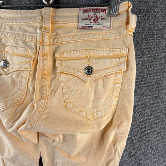 True Religion Jeans Women Yellow Cotton Blend Stretch Urban Skinny ACTL 28X28 - Picture 10 of 15